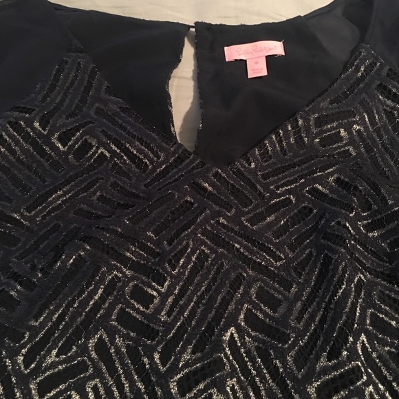 Lilly Pulitzer Navy and Silver Bamboo Lace Dress - Picture 3 of 3